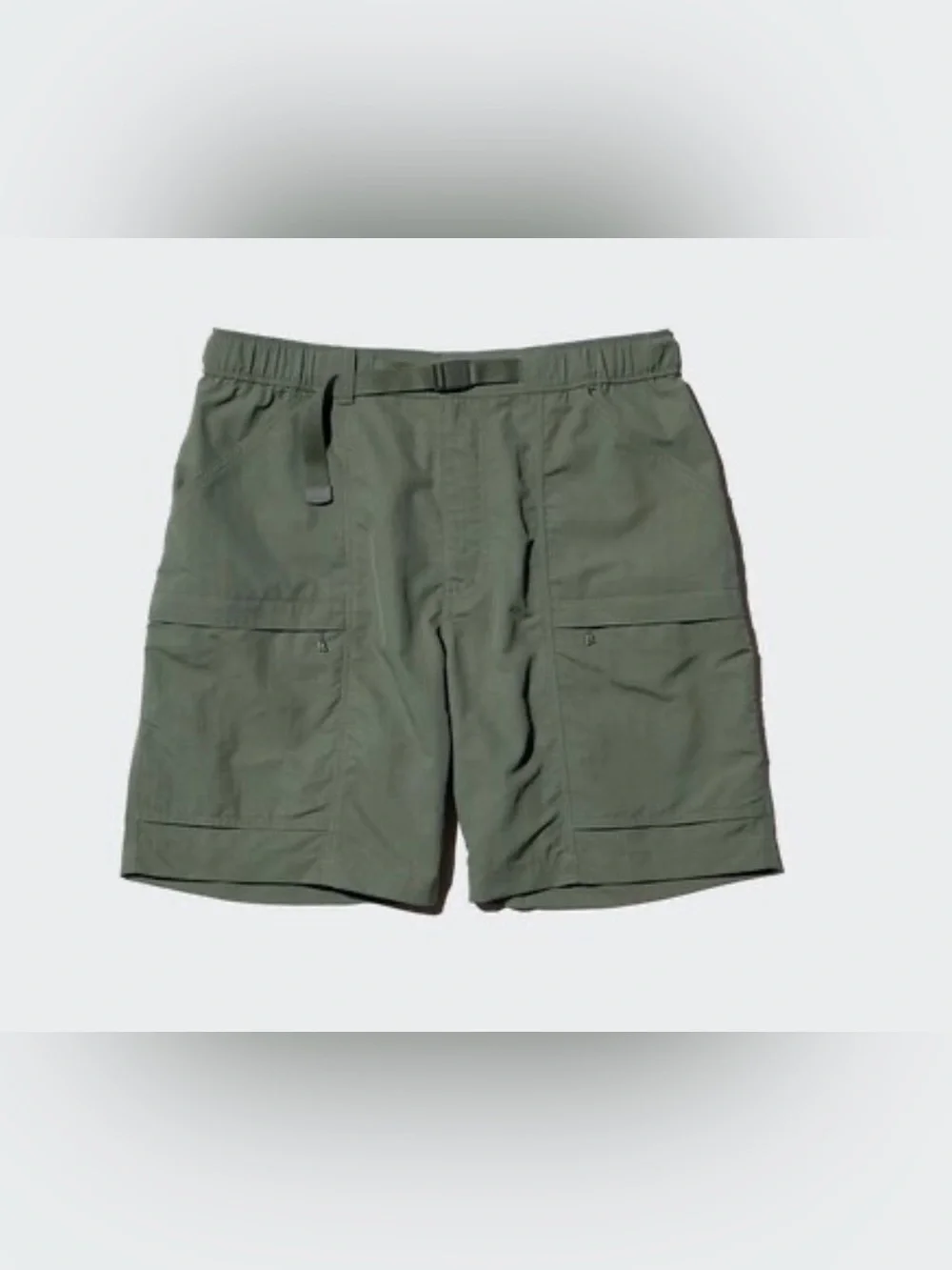 Uniqlo Men's Olive Cargo Shorts with Webbing Belt